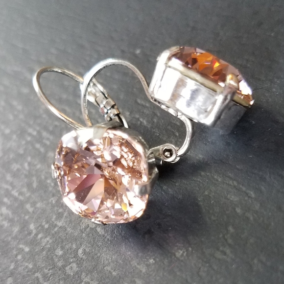 Austrian Crystal Earrings in Antique Silver - Picture 4 of 7